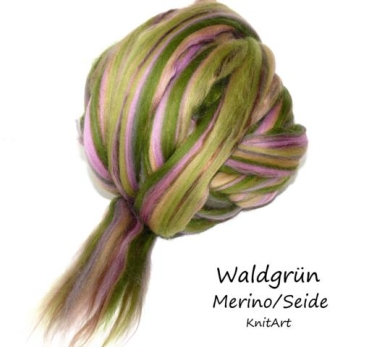 Edelfaser - NEU Merino - Maulbeerseide, Waldgrün - Grün - Lila - Braun